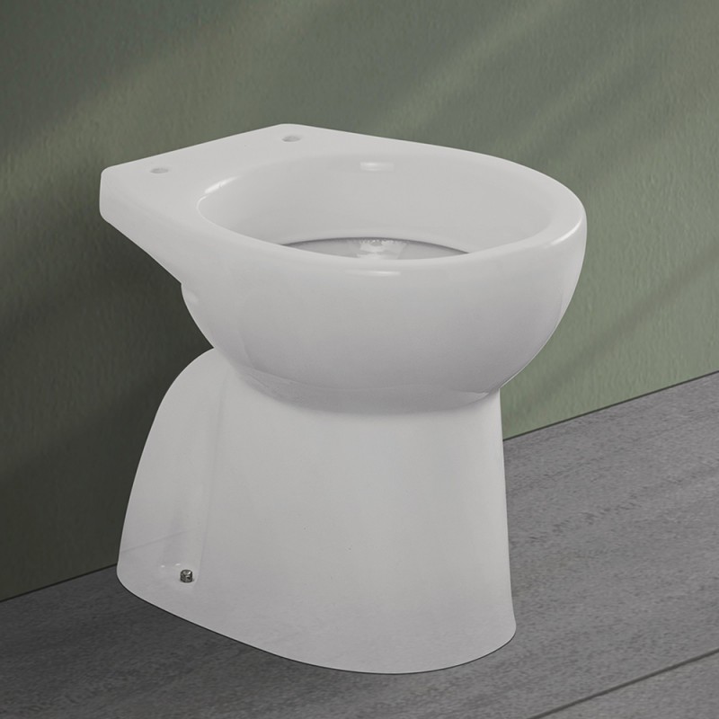 Wc tradizionale a pavimento in ceramica bianco lucido con brida  Flora