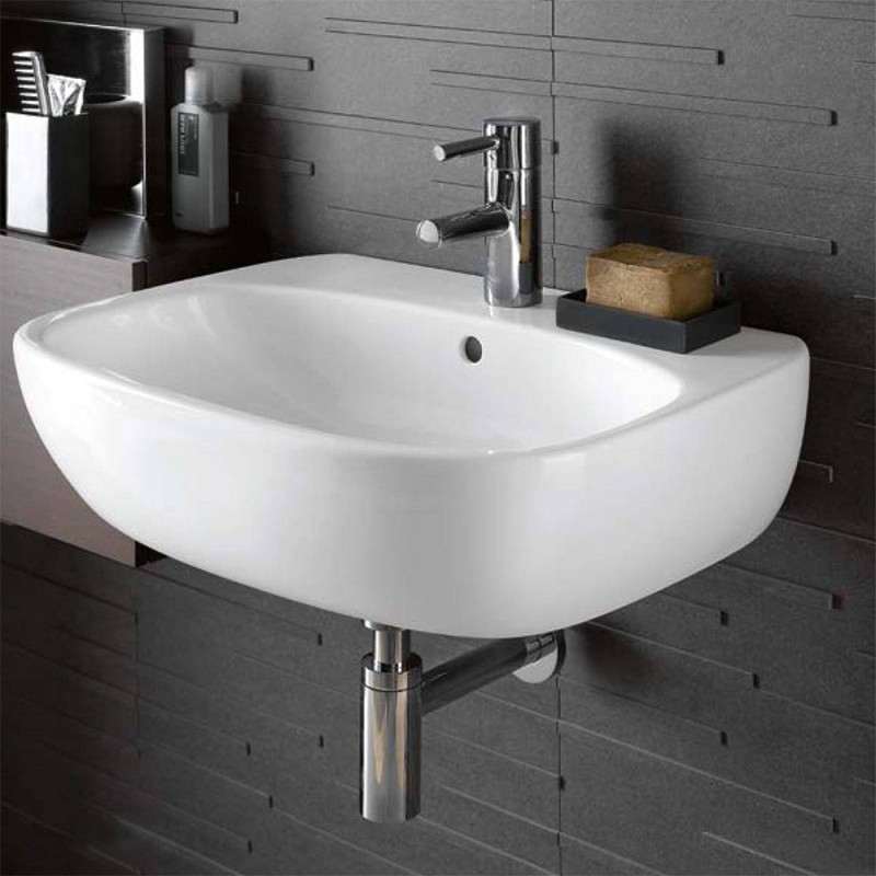 Lavabo sospeso 60 cm Geberit bianco lucido monoforo  Fantasia 