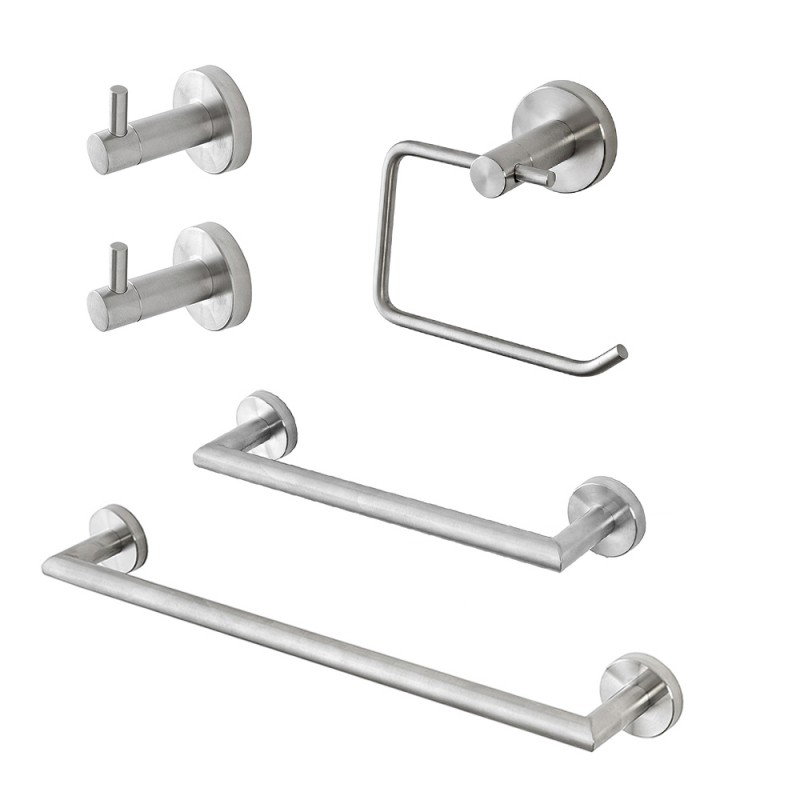 Set accessori a muro 5 pezzi in acciaio inox satinato e viti incluse  Galassia 