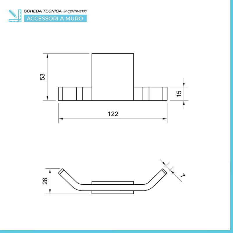 Set accessori a muro 5 pezzi in acciaio cromato e viti incluse