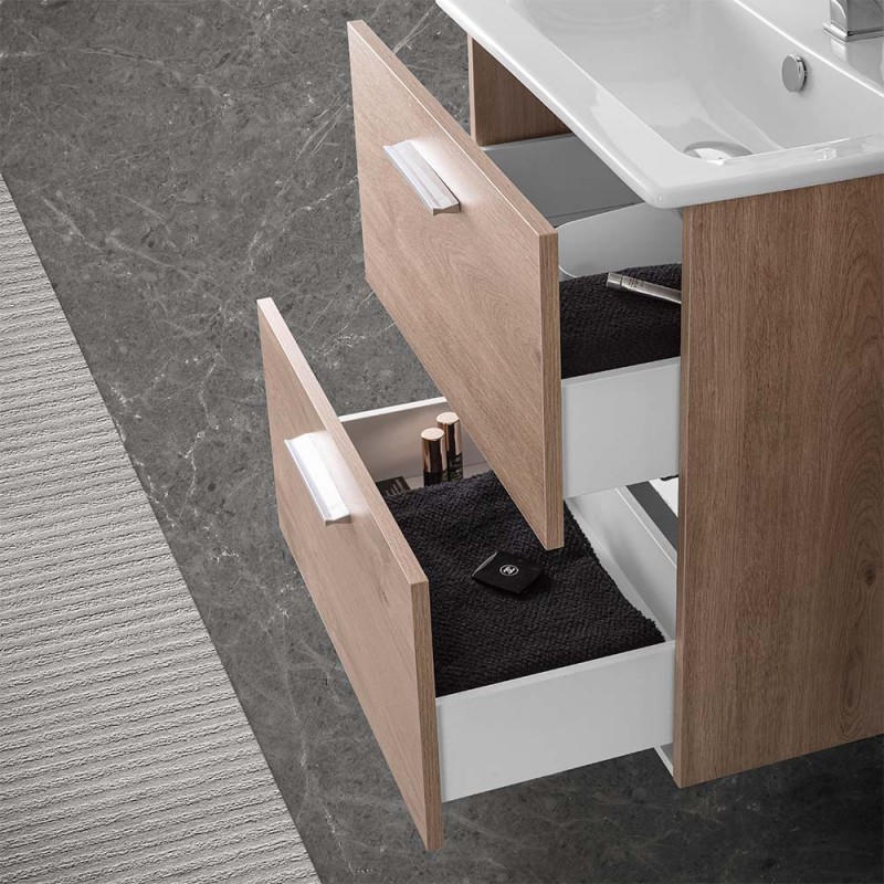 Mobile bagno sospeso 100 cm rovere africa con specchio - Yamir