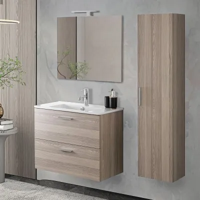 Mobile Bagno Sospeso fabula 2 Cassetti Bianco E Rovere, 90x47x57 Cm in  vendita online