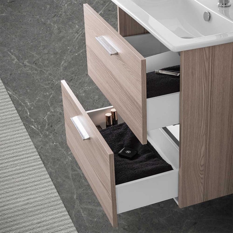 Mobile bagno sospeso 80 corda con pensile 145 lavabo e specchio