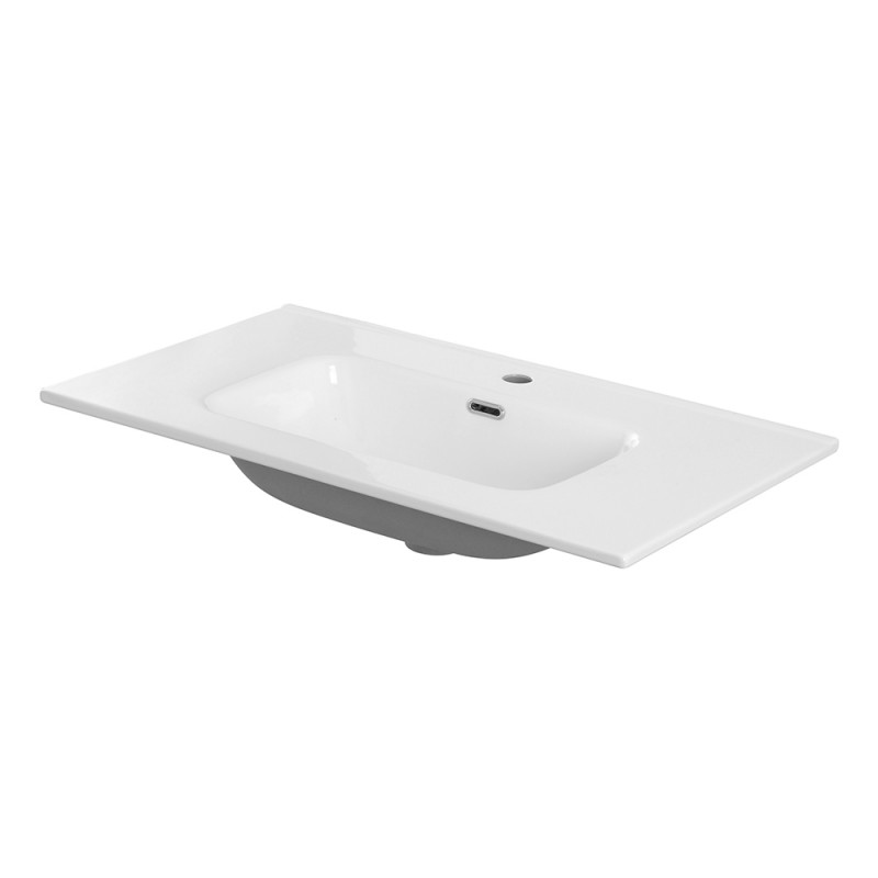 Lavabo da incasso 60x46 cm in ceramica bianco lucido 