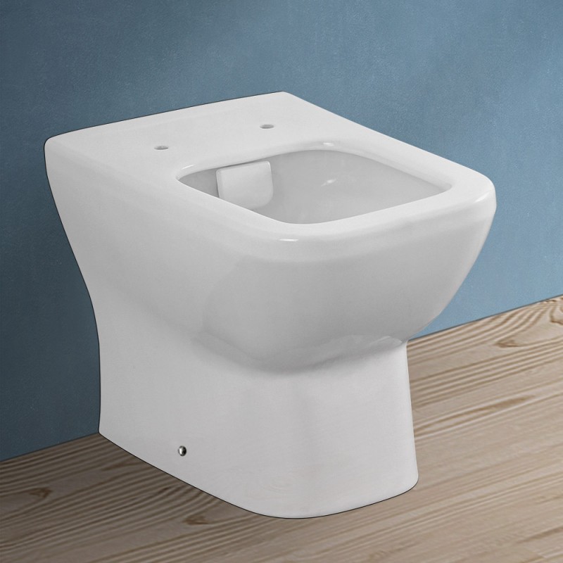 Wc filomuro senza brida in ceramica scarico universale  Square 