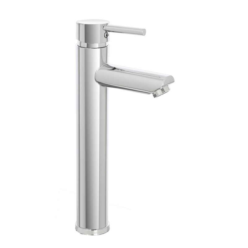 Miscelatore lavabo alto inox cromo lucido con piletta click-clack  York