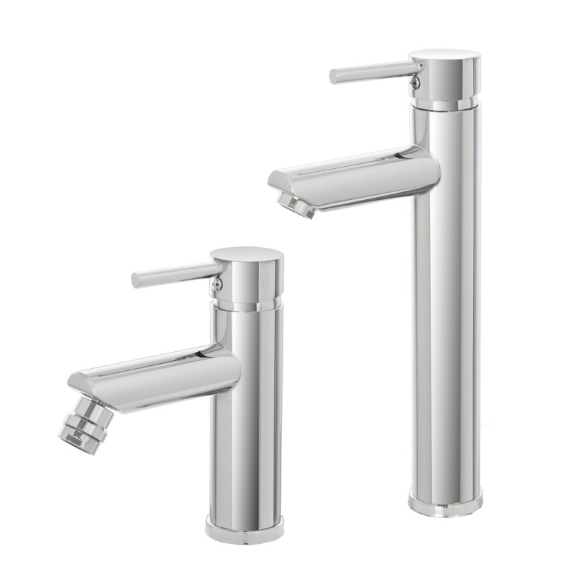 Set miscelatori lavabo alto e bidet cromo lucido con piletta click-clack  York