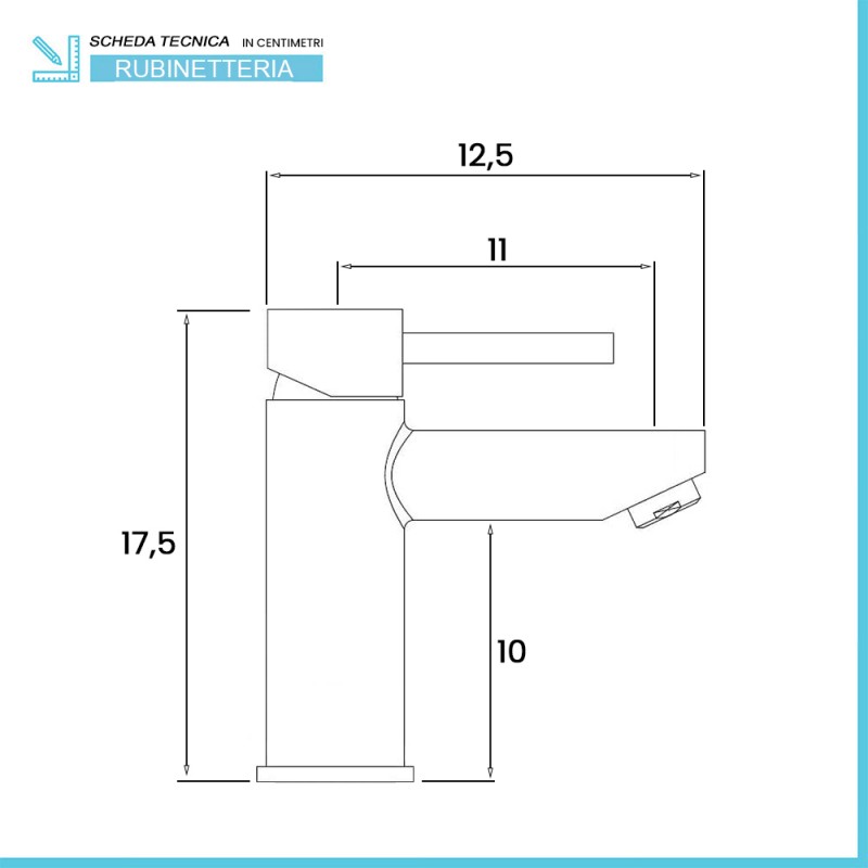 Miscelatore lavabo acciaio spazzolato con piletta click-clack