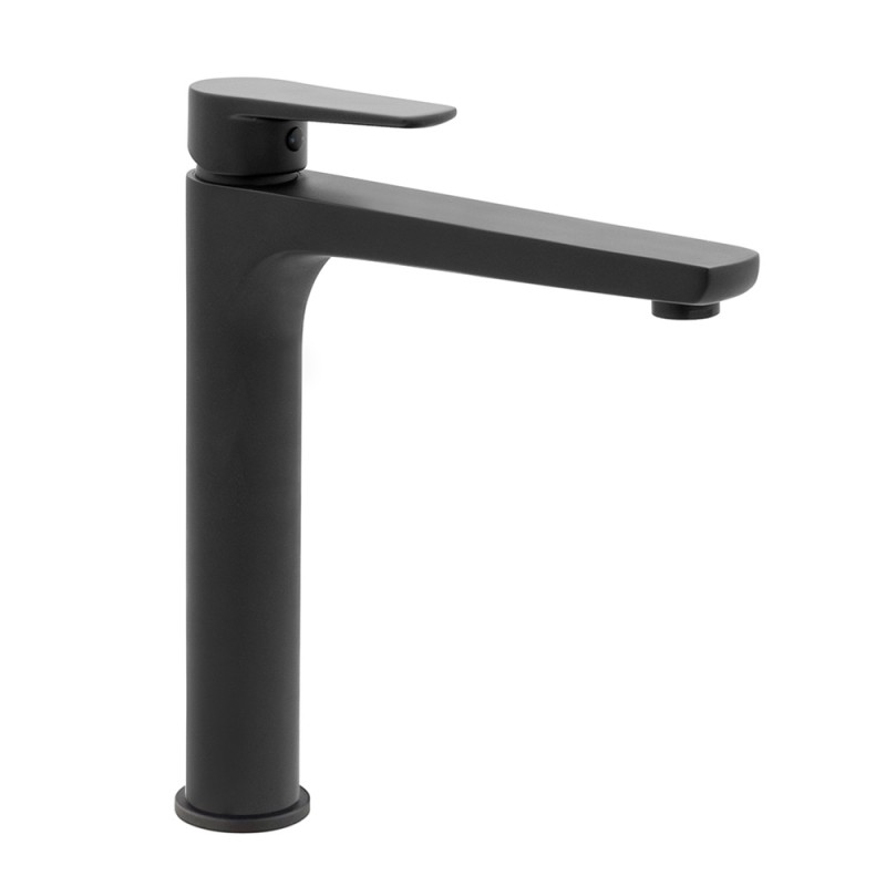 Miscelatore lavabo alto H 28 cm nero opaco in ottone  Erika