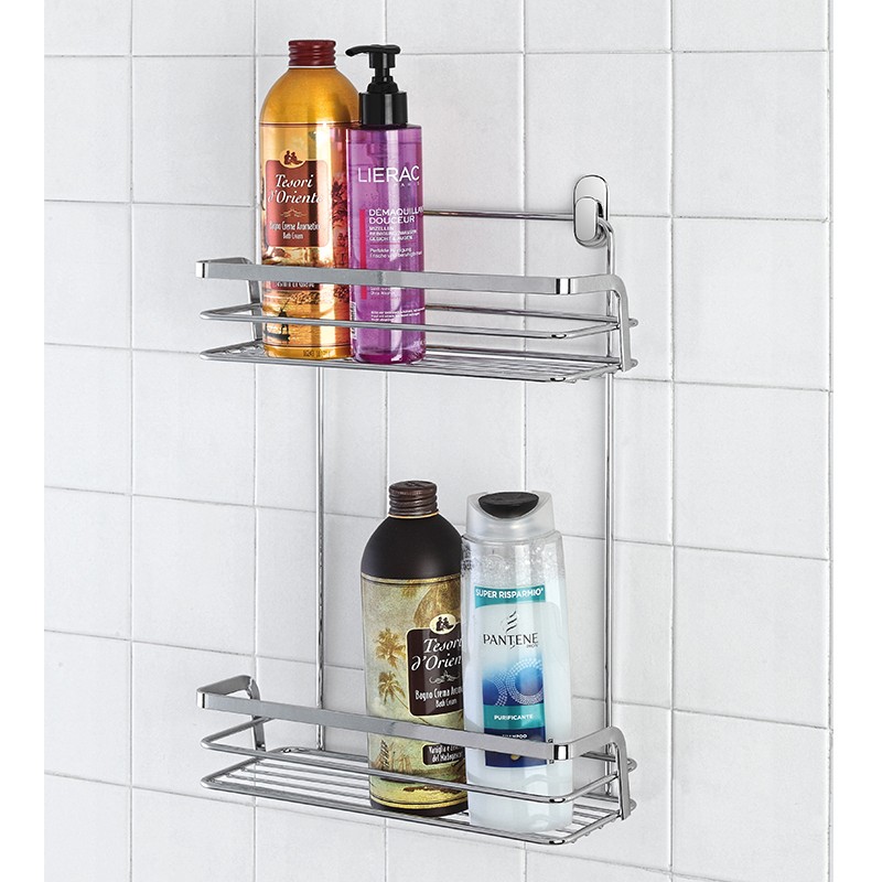 Mensola con ventosa da bagno x doccia rettangolare portasapone shampoo  scaffale