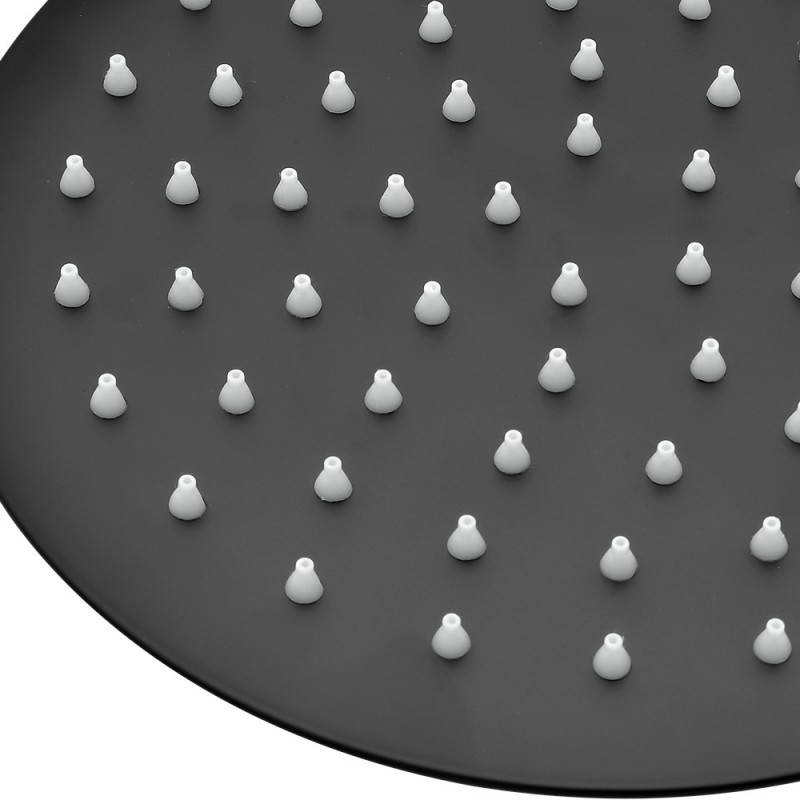 Soffione doccia tondo nero opaco in acciaio inox diametro 25 cm