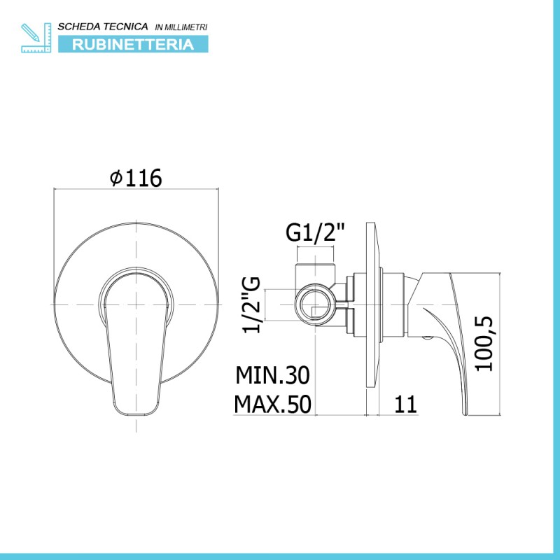 MENSOLA SERIE ELICE 50 cm SPESSORE 11 mm