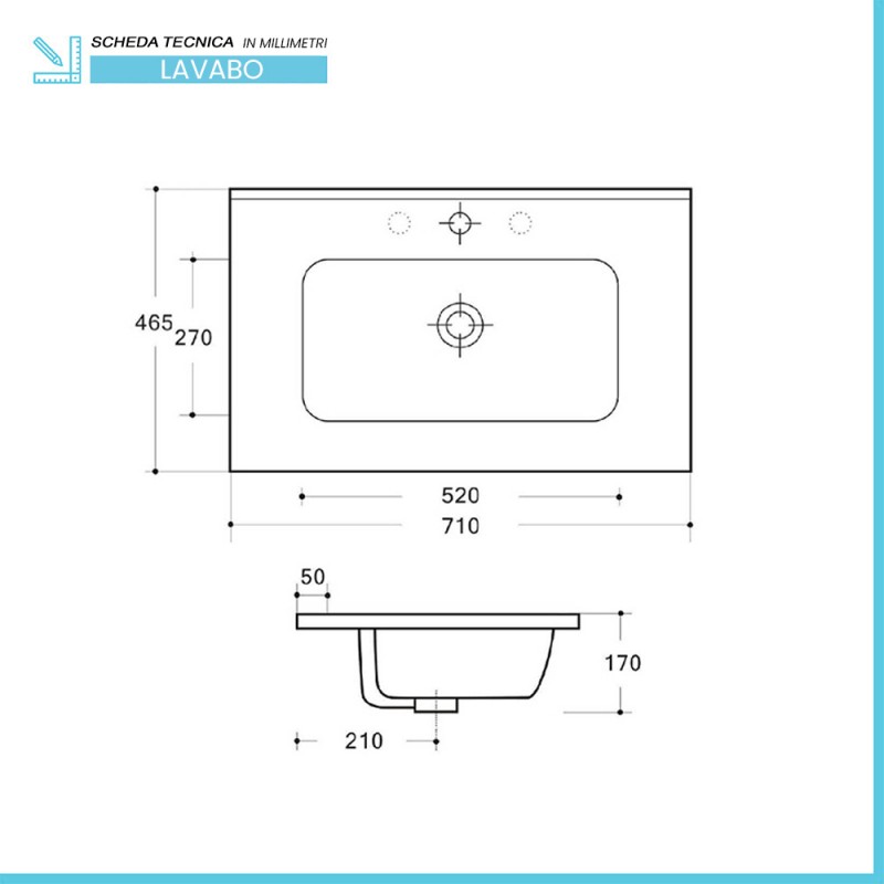 Mobile bagno sospeso cannettato 70 cm bianco opaco con specchio