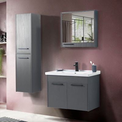 Soft 04, mobile da bagno con lavabo e specchiera contenitore con applique  di Legnobagno