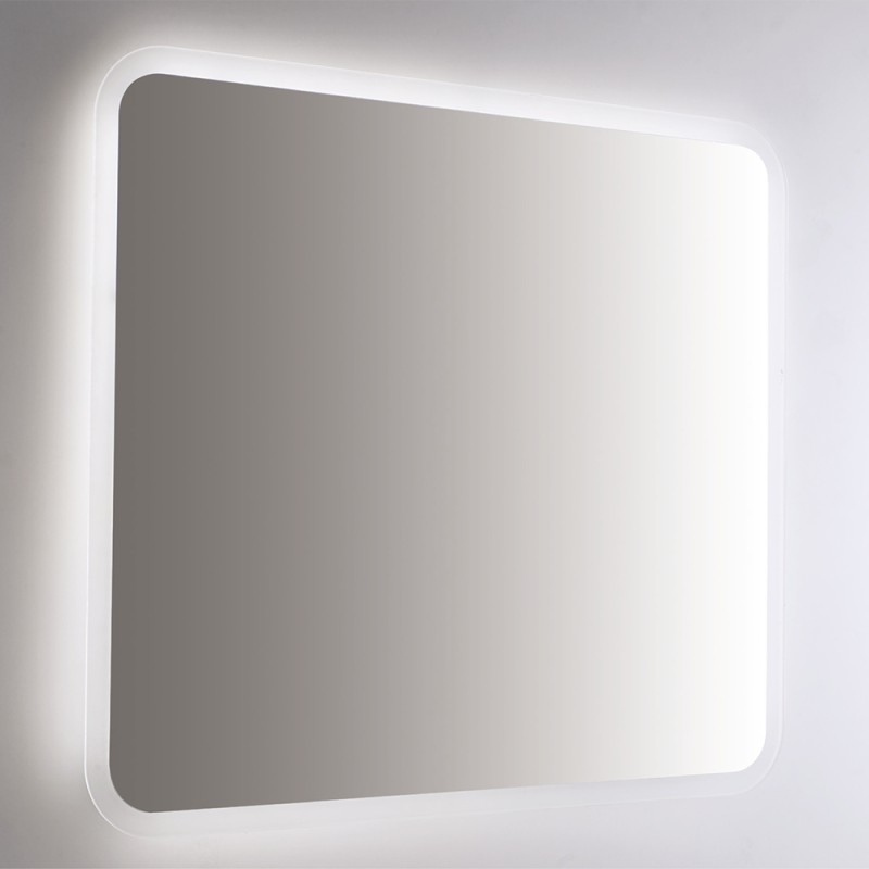 Specchio retroilluminato LED 100x70 installazione reversibile e angoli tondi