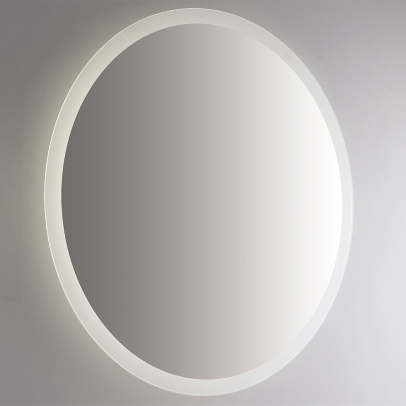 Specchio retroilluminato LED 75 cm tondo da parete con telaio nero
