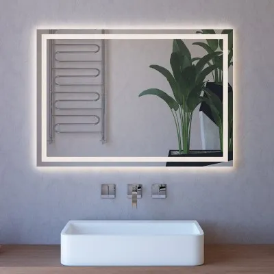 Specchio bagno tondo diametro 70 con applique LED cromata