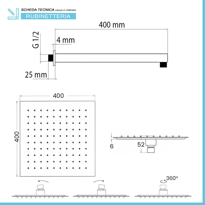 Soffione Doccia Circolare 40cm Ultraflat Cromato –