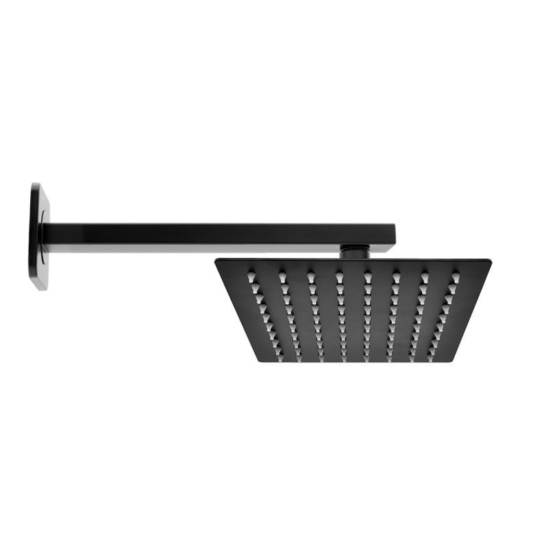 Kit doccia braccio 30 cm e soffione rettangolare 30x20 cm nero opaco