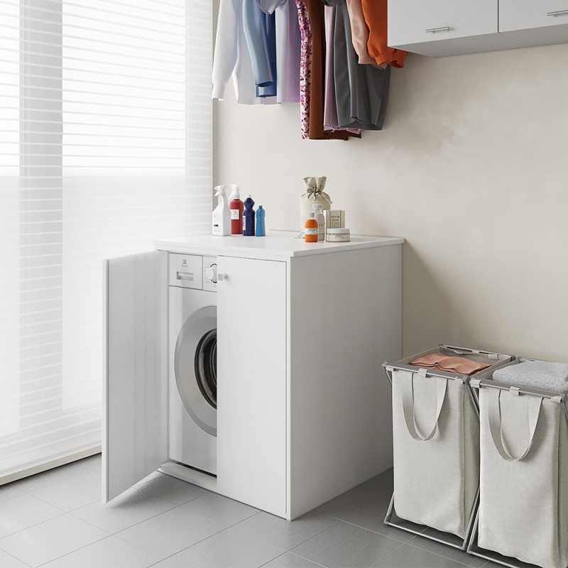 Mobile copri lavatrice asciugatrice 2 ante bianco 71x71x91,5cm