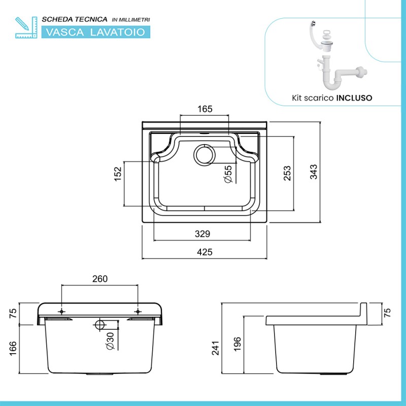 Mobile Lavatoio da esterno 40x40 cm con Vasca in Resina Piccole Dimensioni  PVC - Shopping.com