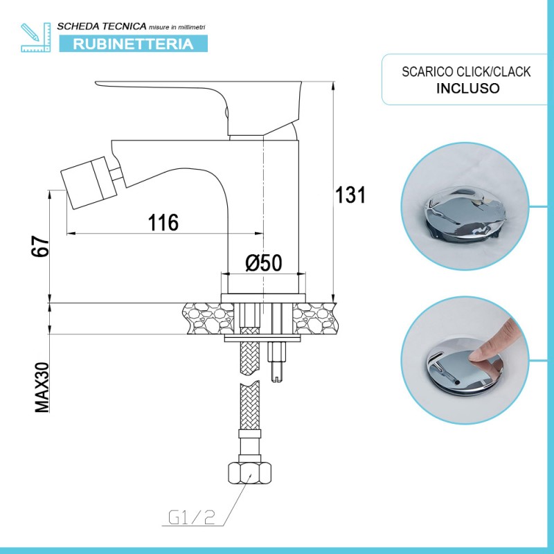 Sifone scarico lavabo bidet a s esse in ottone misura 11/4 senza piletta