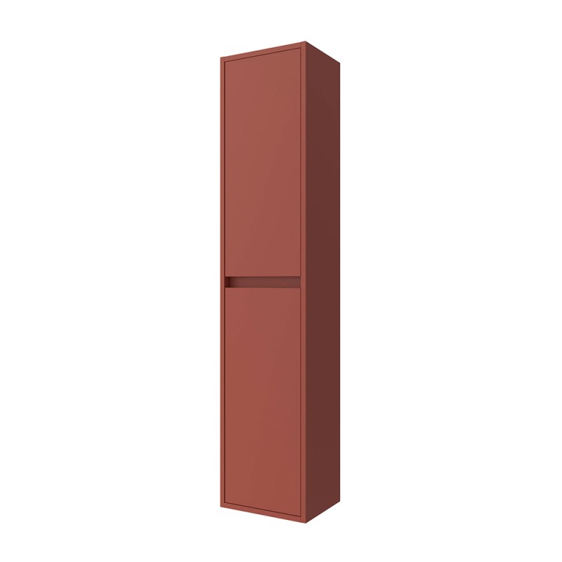 Colonna bagno sospesa 140 cm rosso satinato ripiani regolabili Gaya