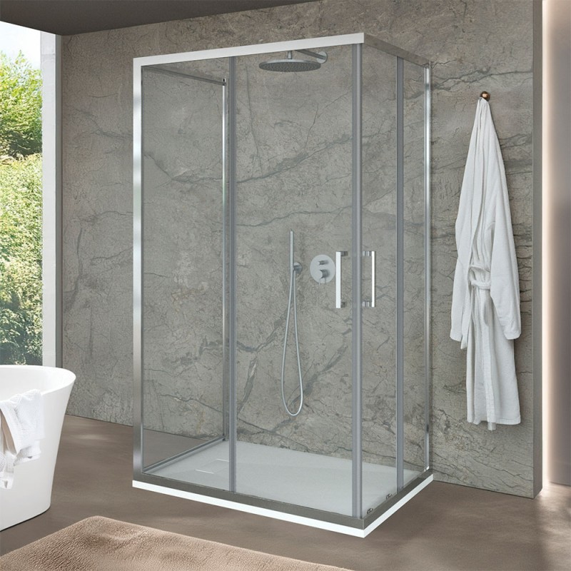 Box doccia 70x70x70 cm con doppio scorrevole trasparente H 200 cm Ted