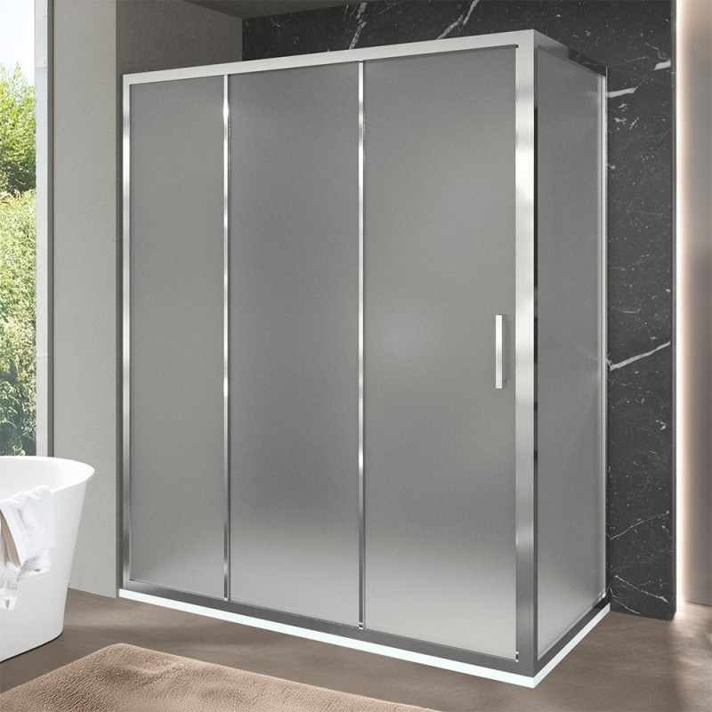 Box doccia 80x170 cm con porta scorrevole e vetro opaco H 200 cm Ted