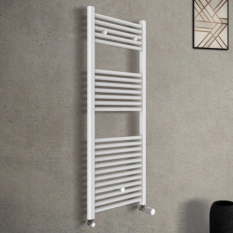 Termoarredo bagno scaldasalviette bianco L 45x123 interasse 40 cm