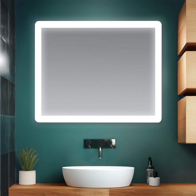 Specchio bagno 60x80 cm con LED naturale e installazione reversibile