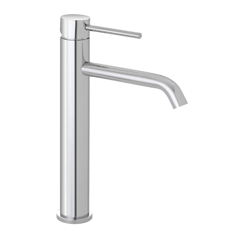 Rubinetto lavabo alto in acciaio inox con scarico click clack Nuego