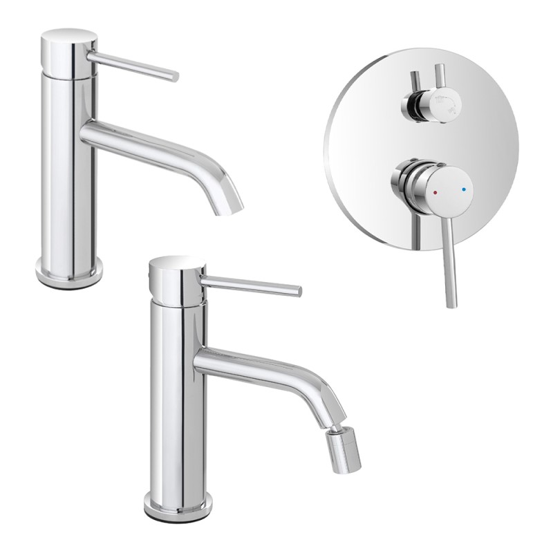 Set rubinetti lavabo bidet e doccia a due vie in acciaio inox Nuego