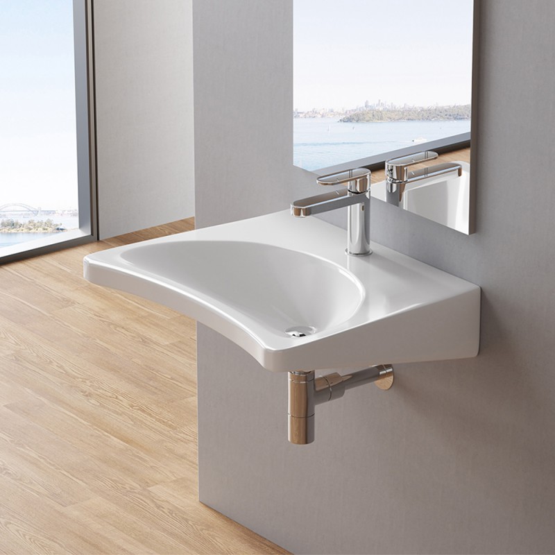 Lavabo sospeso 65 cm per persone anziane con fissaggi inclusi Comfort