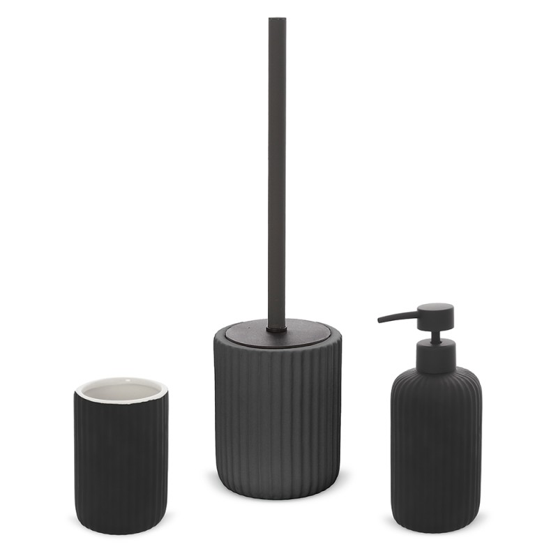 Set accessori bagno 3 pezzi in ceramica nero soft touch Spring