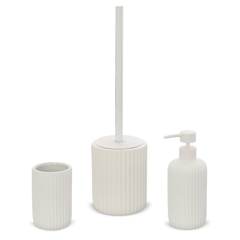 Set accessori bagno 3 pezzi in ceramica bianco soft touch Spring