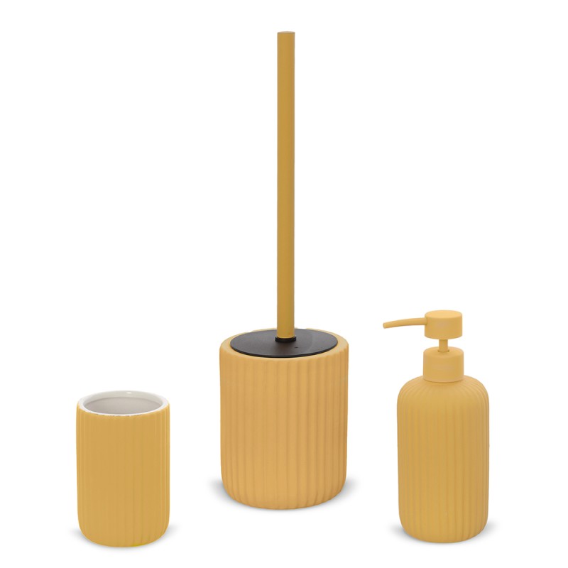 Set accessori bagno 3 pezzi in ceramica giallo soft touch Spring