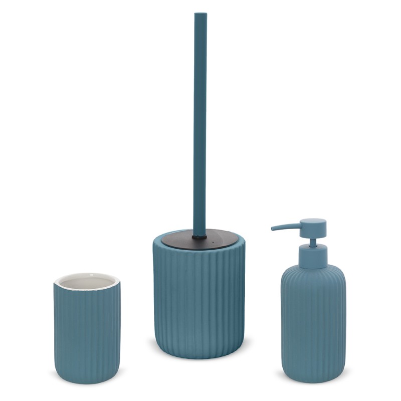 Set accessori bagno 3 pezzi in ceramica blu soft touch Spring