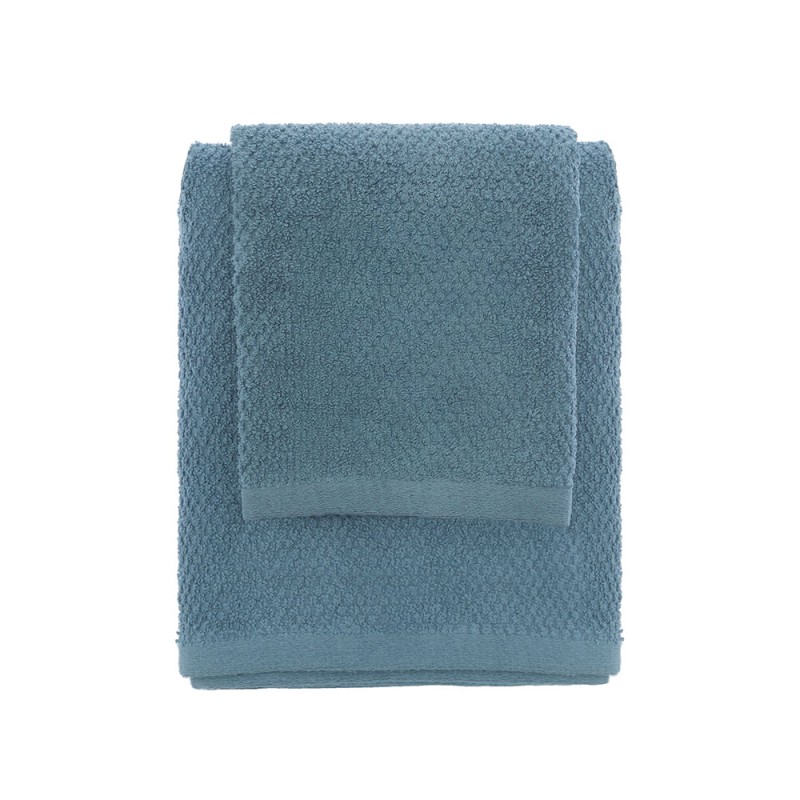 Set asciugamani bagno blu per viso e ospite in cotone puro Spring