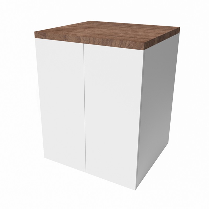 Mobile multiuso con due ante 79x65x91 cm effetto legno e bianco Wanda