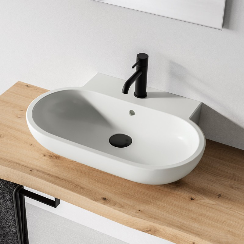 Lavabo da appoggio 65 cm linea Mirto con piletta click clack inclusa