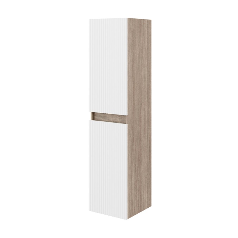 Colonna bagno sospesa 136 cm frontale bianco cannettato e olmo Porto