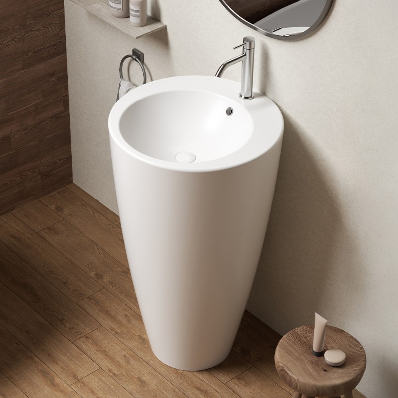 Lavandino freestanding da terra 50x85h cm in ceramica bianco opaca Tokyo