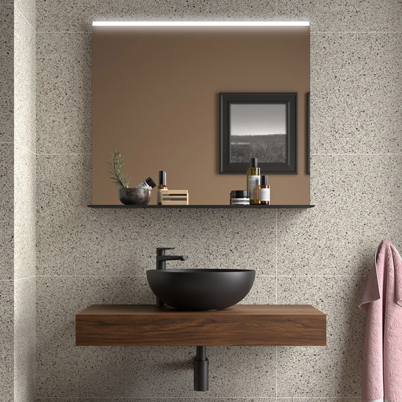 Mensola portalavabo da 80 cm in legno MDF noce maya Sumo