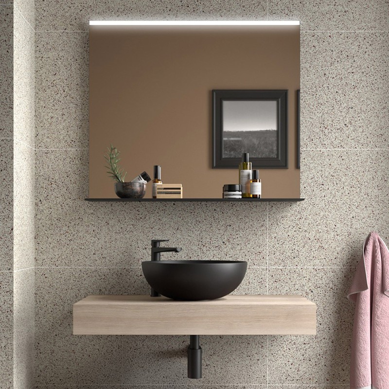 Top per lavabo da 80 cm in legno MDF rovere bali Sumo