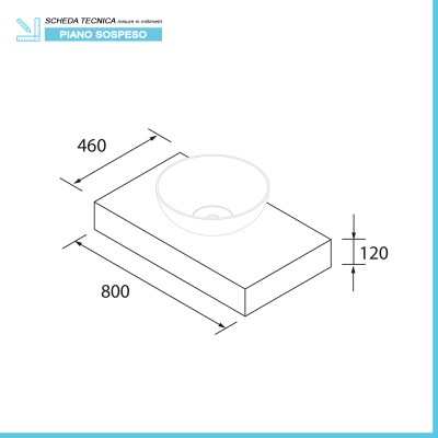 Scheda tecnica Top per lavabo da 80 cm in legno MDF rovere bali Sumo