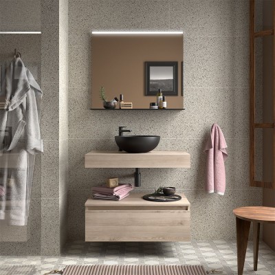 Mensolone per lavabo da 80 cm in legno MDF rovere bali Sumo