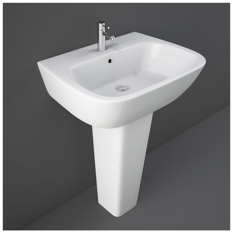 Lavabo bagno Rak serie One 60x46 cm con colonna in ceramica lucida 