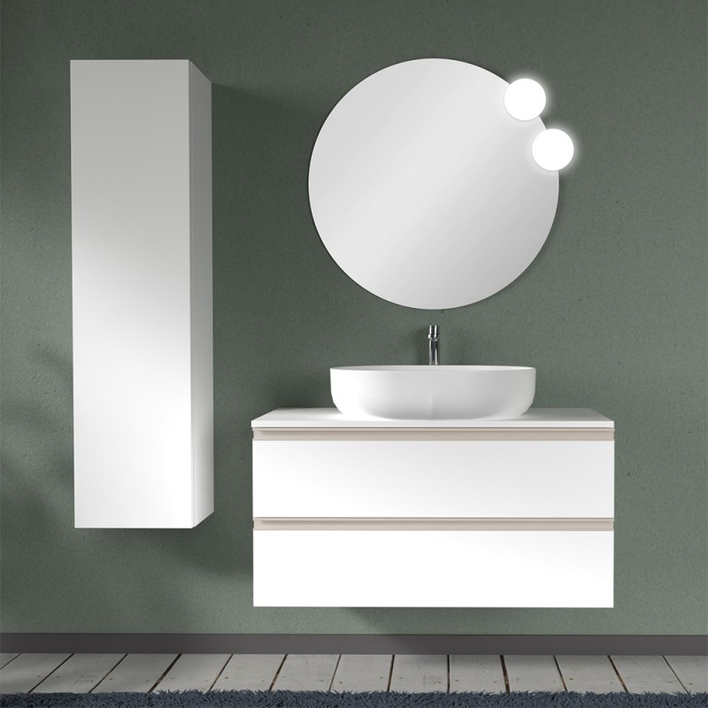 Mobile sospeso da bagno 100 cm Master bianco opaco per lavabo da appoggio