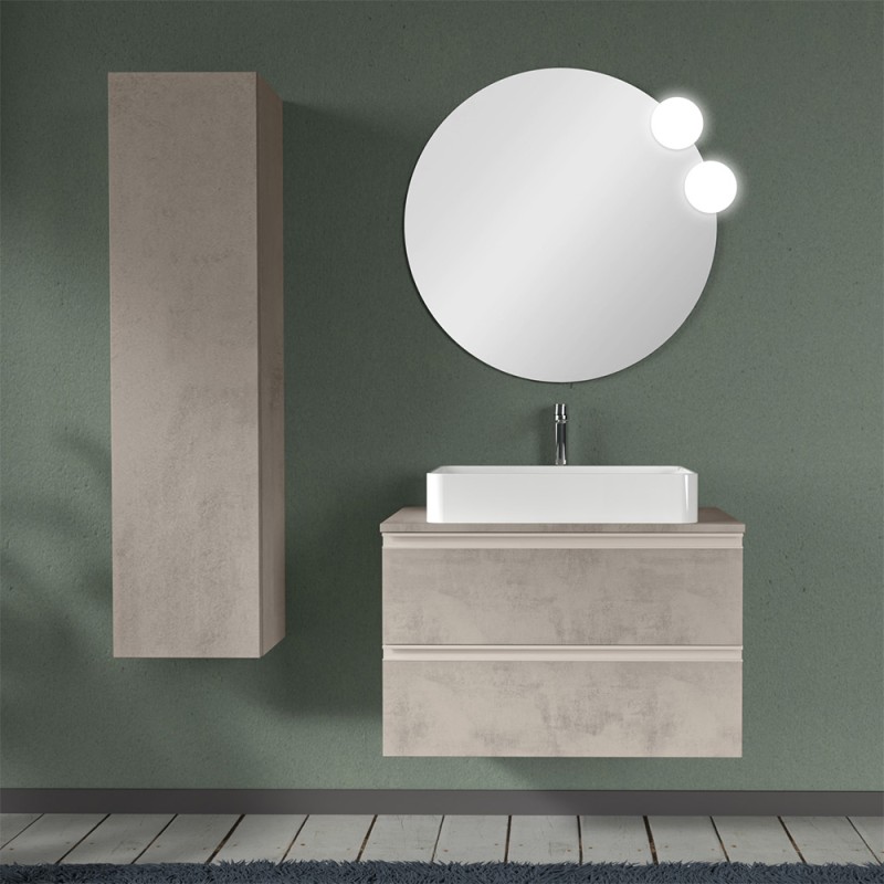 Mobile bagno sospeso 80 cm Master grigio effetto cemento per lavabo da appoggio